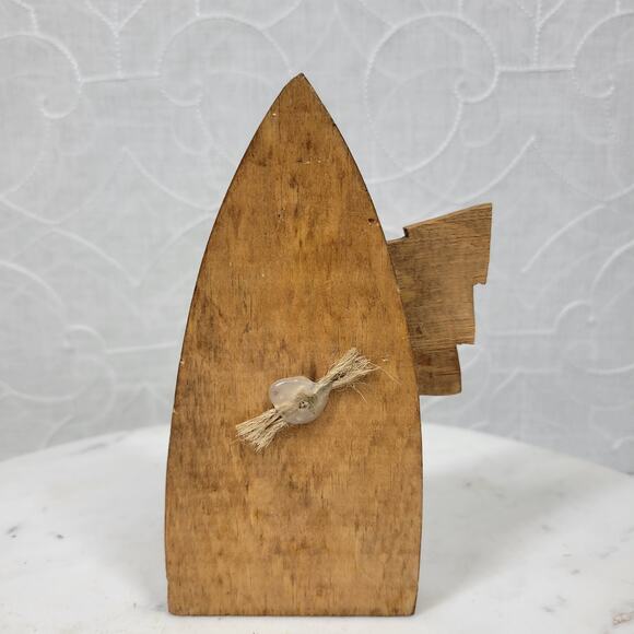 Vintage Wood Santa Claus 6" Red Green Handmade Hand Painted 3-D Christmas Tree - Picture 5 of 15